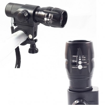 Zoomlu Ledli Bisiklet Farı - Zoomlu Fener - Gold Pink